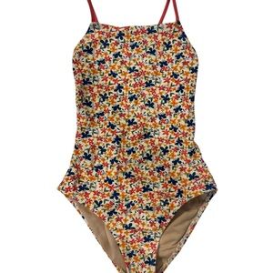 Tea Collection Pink and Orange One Piece Swimsuit Vibrant Floral Design